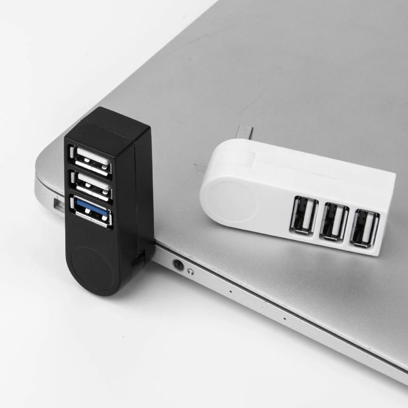 Rotatable 3-Port USB Hub Adapter for PC & Laptop
