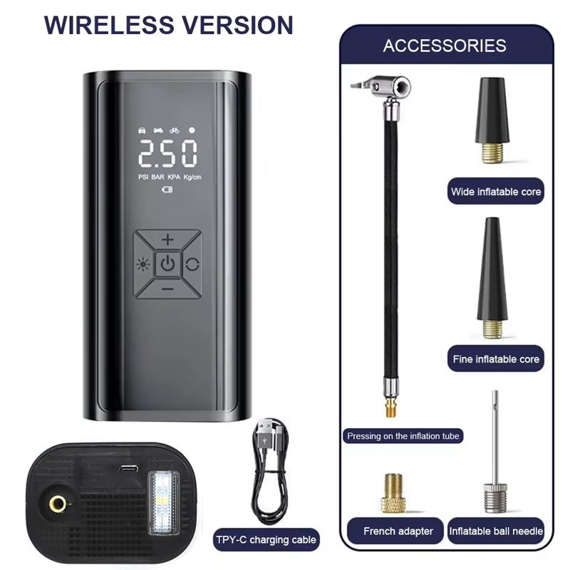 Wireless Portable Tire Inflator & Air Compressor Pump