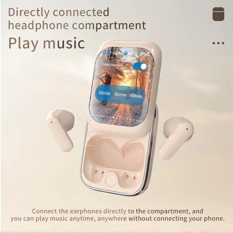 Smart Touchscreen Wireless Earbuds with Full-Color Display