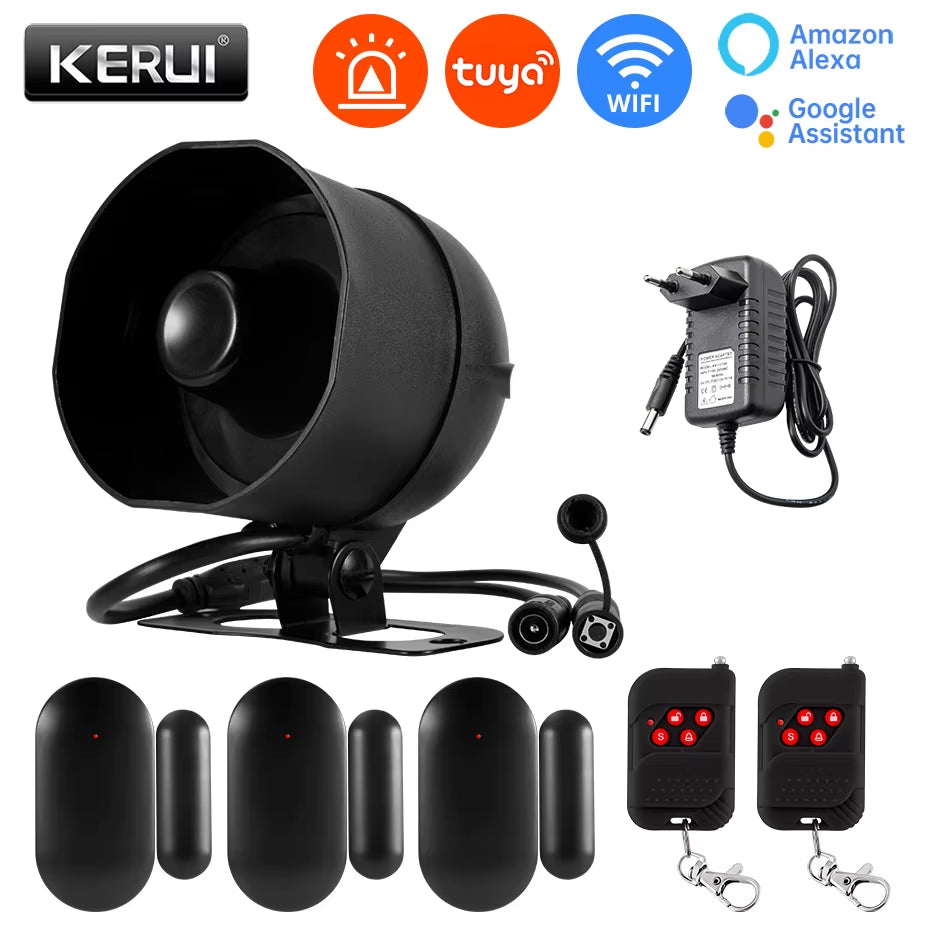 Tuya Smart WiFi Home Security Alarm System – 120dB Wireless Siren with Door & Window Sensor, Smart App Control