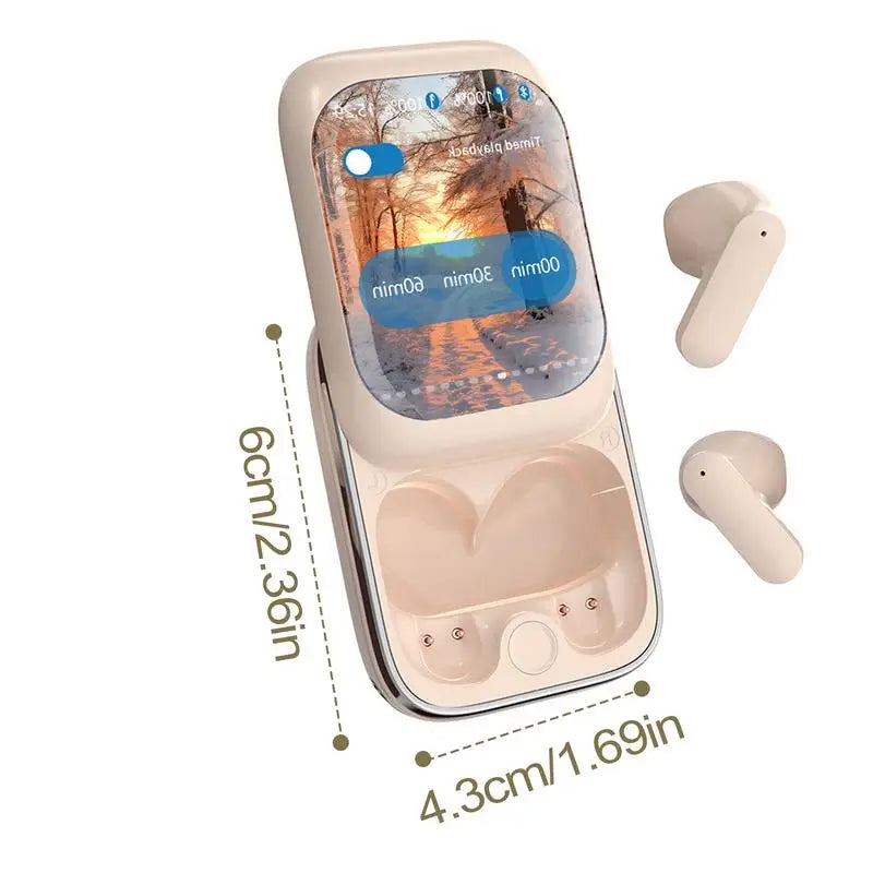 Smart Touchscreen Wireless Earbuds with Full-Color Display