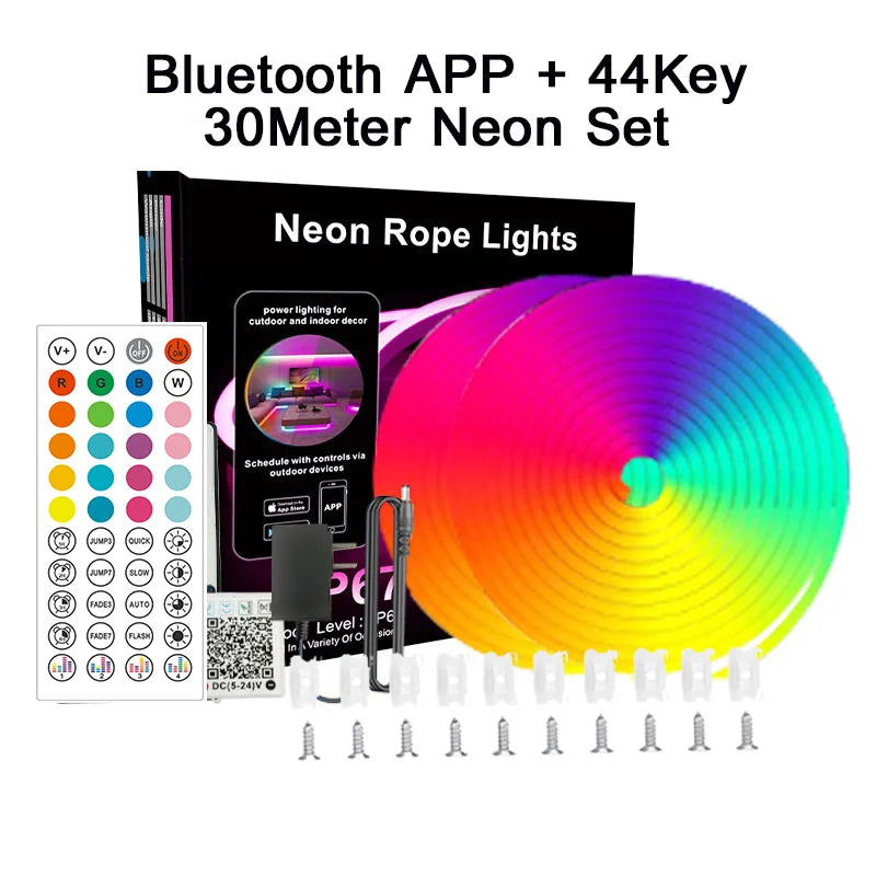 30M RGB Neon LED Strip Light with Bluetooth & App Control