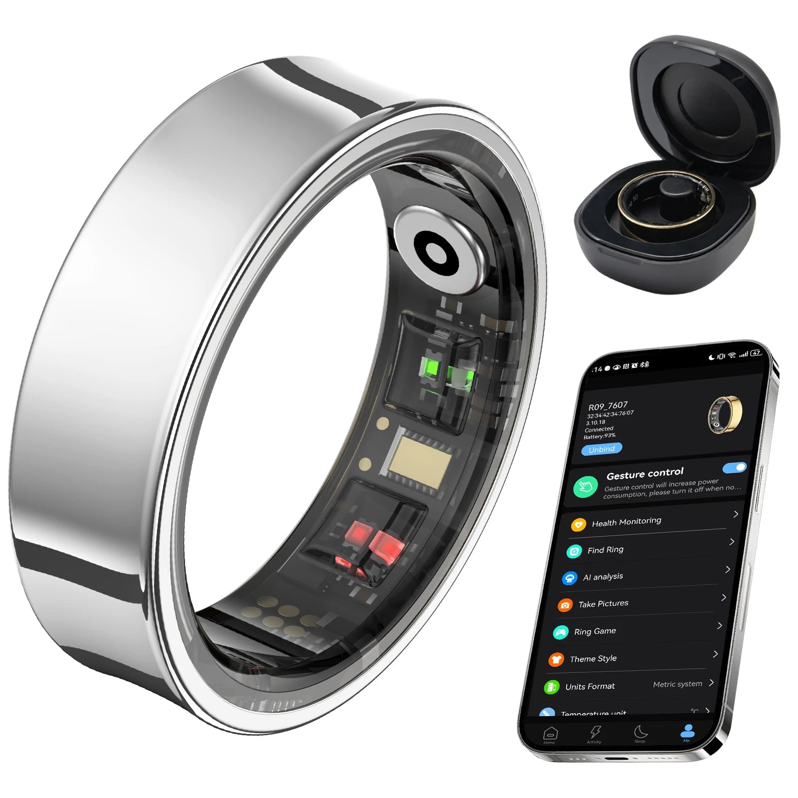 Smart Fitness Ring with Sleep & Temperature Tracking