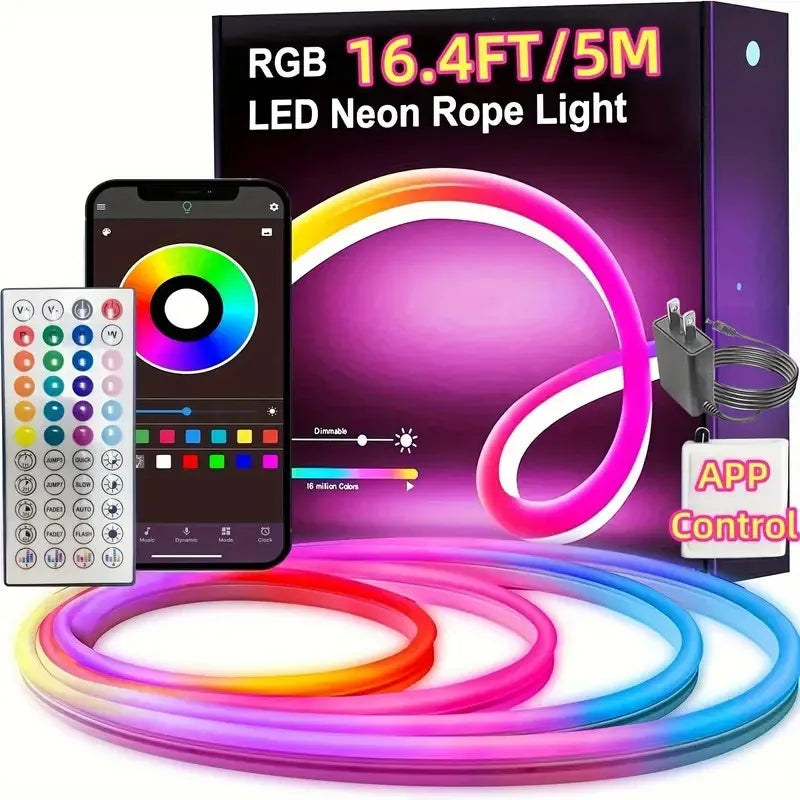 30M RGB Neon LED Strip Light with Bluetooth & App Control