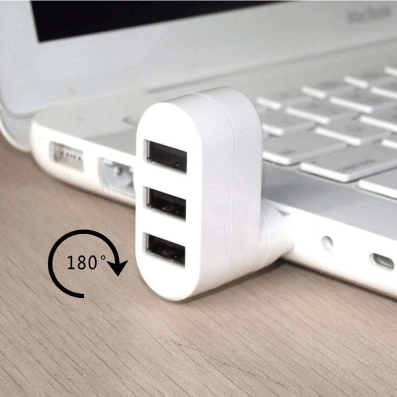 Rotatable 3-Port USB Hub Adapter for PC & Laptop
