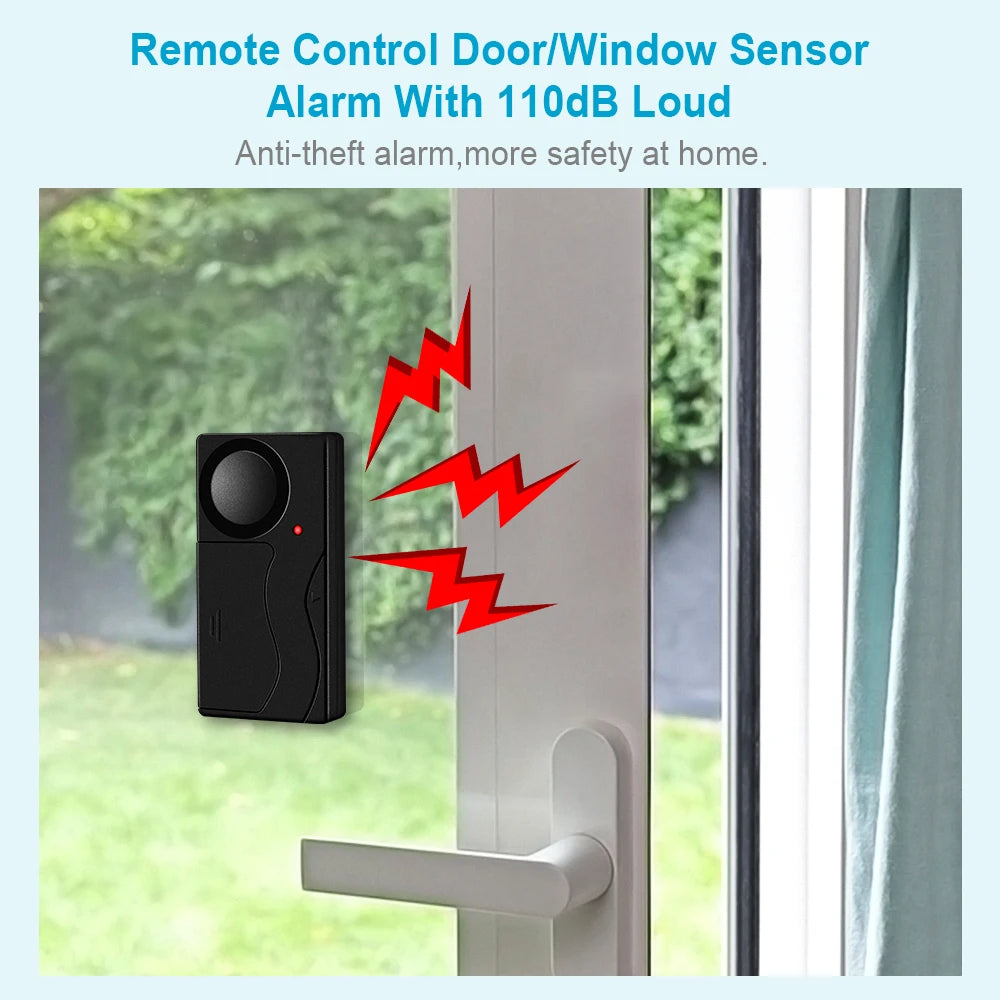 Wireless Vibration Alarm Door and Window Anti-Theft Alarm with Remote Control 110Db Motorcycle Bicycle Security Sensors
