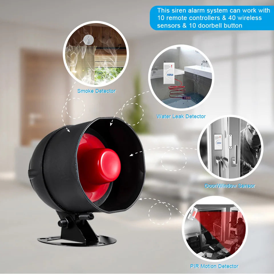 Wireless Home Security Alarm System – 433MHz Door Sensor, PIR Motion Detector & Loud Anti-Theft Siren for Home & Garage