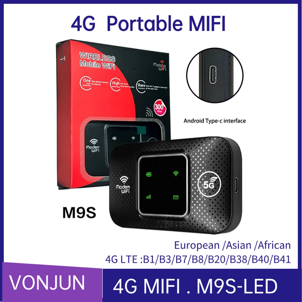 M9S 4G LTE Portable Mobile WiFi Hotspot – 150Mbps Pocket Router with SIM Card Slot, 3000mAh Battery & Connects Up to 10 Devices