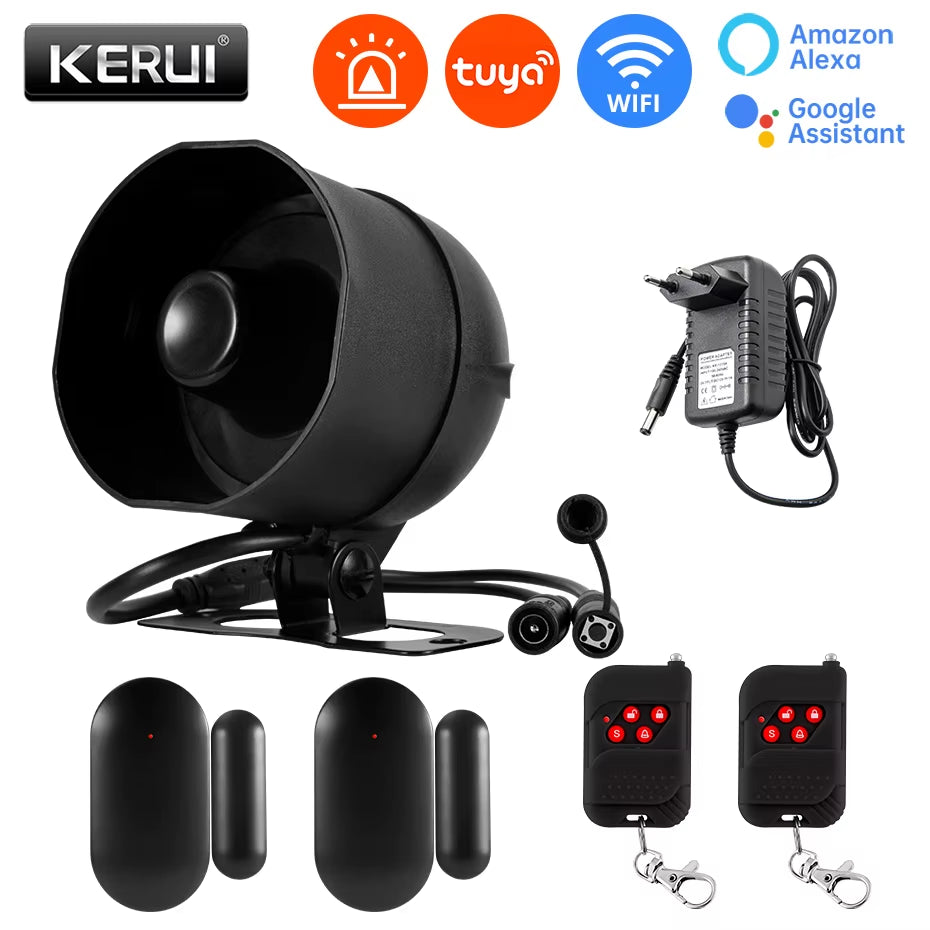 Tuya Smart WiFi Home Security Alarm System – 120dB Wireless Siren with Door & Window Sensor, Smart App Control