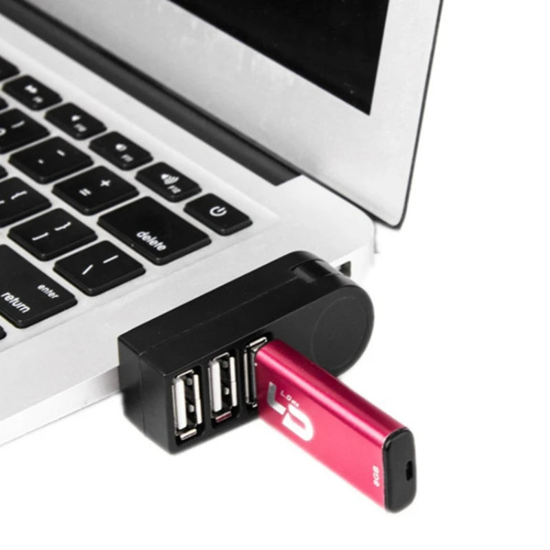 Rotatable 3-Port USB Hub Adapter for PC & Laptop