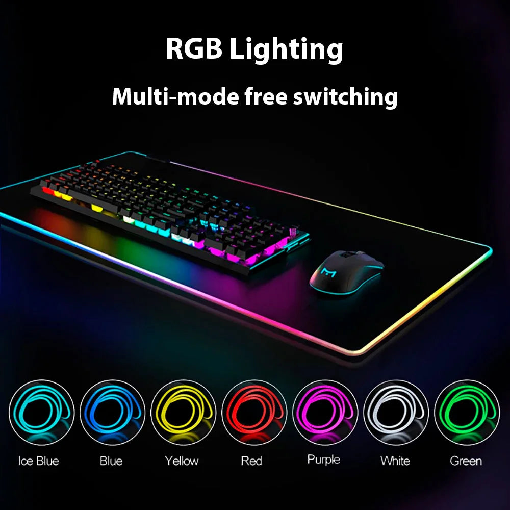 Large RGB Gaming Mouse Pad – LED Extended Desk Mat for Mechanical Keyboard & Mouse, Non-Slip XXL Gamer Mouse Pad