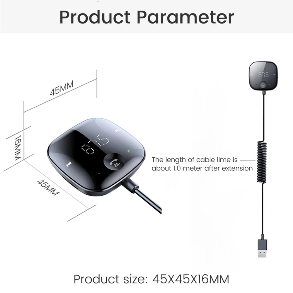 Extractme Bluetooth 5.0 Car Audio Transmitter Wireless Bluetooth FM Transmitter AUX Audio Receiver MP3 Player Car Kit Handsfree