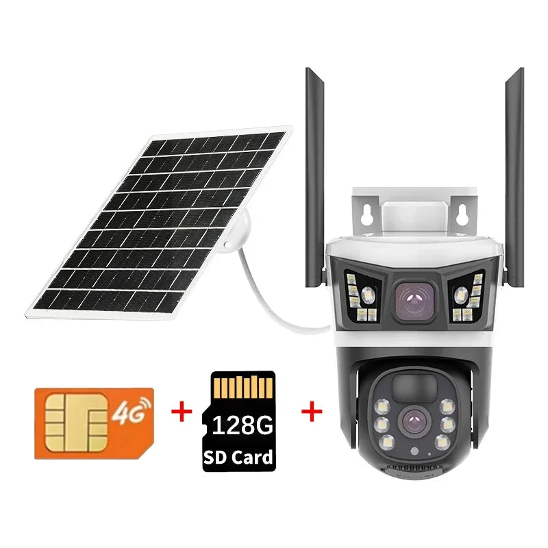 12MP 6K Solar Security Cameras Outdoors 4G SIM Card Wireless IP Camera Waterproof PIR Color Night Vision CCTV Cameras YOOSEE