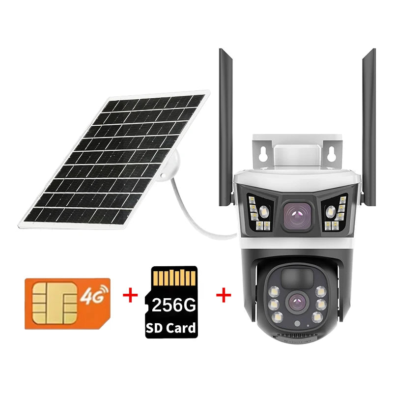 12MP 6K Solar Security Cameras Outdoors 4G SIM Card Wireless IP Camera Waterproof PIR Color Night Vision CCTV Cameras YOOSEE