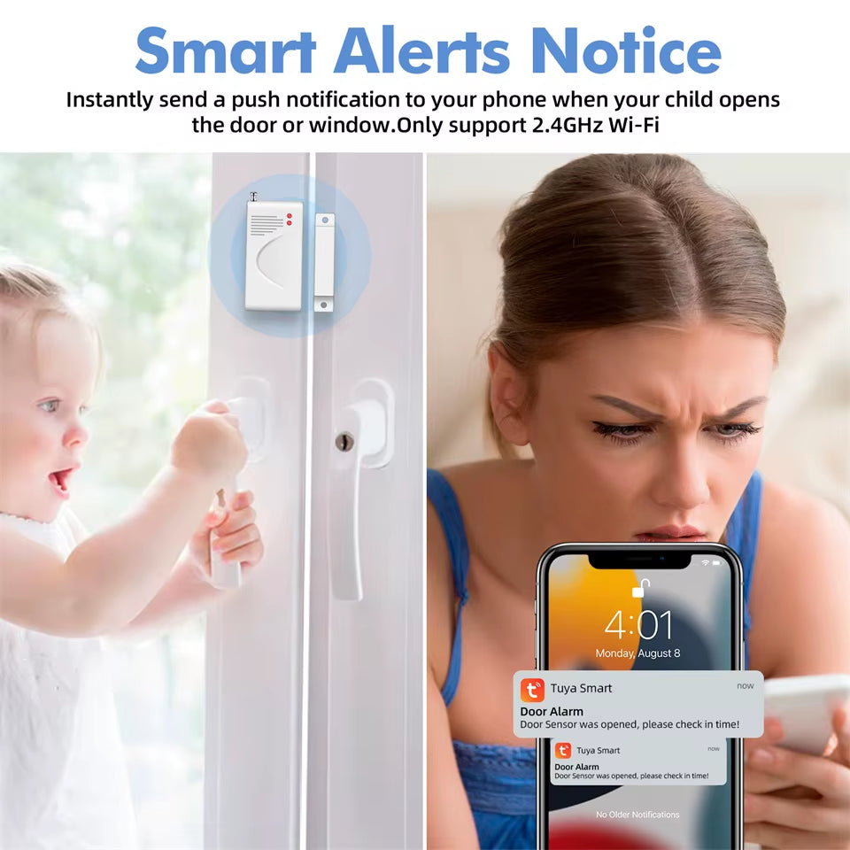 Tuya Smart WiFi Home Security Alarm System – 120dB Wireless Siren with Door & Window Sensor, Smart App Control