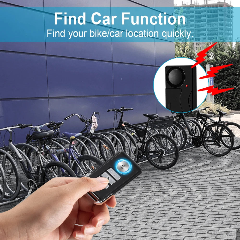 Wireless Vibration Alarm Door and Window Anti-Theft Alarm with Remote Control 110Db Motorcycle Bicycle Security Sensors