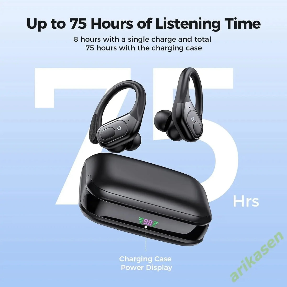 Bluetooth 5.3 Wireless Sports Earbuds with 75H Playtime